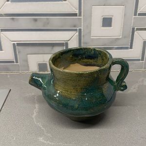 Blue green small ceramic teapot!